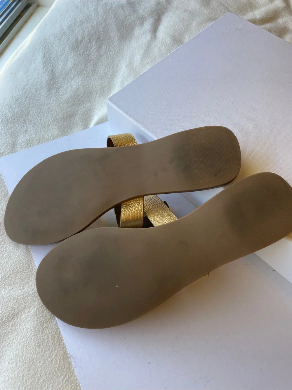 Tory Burch Gold Leather Logo Miller Thong Sandals